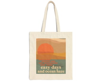 Tote Bag Ocean Days Canvas Tote, Eco-Friendly Beach And Summer Bag, Reusable Grocery Shopping Tote for Vacation & Everyday Use