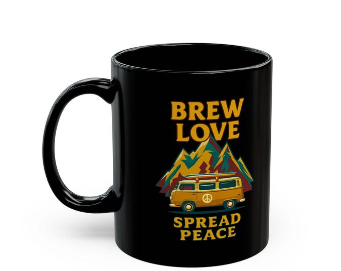 Adventure Black Coffee Mug for Campers & Travelers - Travel Mug Gift for Road Trips, Camping, Outdoor Lovers, Holiday Present