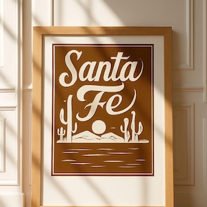 Santa Fe Desert Scene Print: Southwest Boho Wall Art (Digital Download)