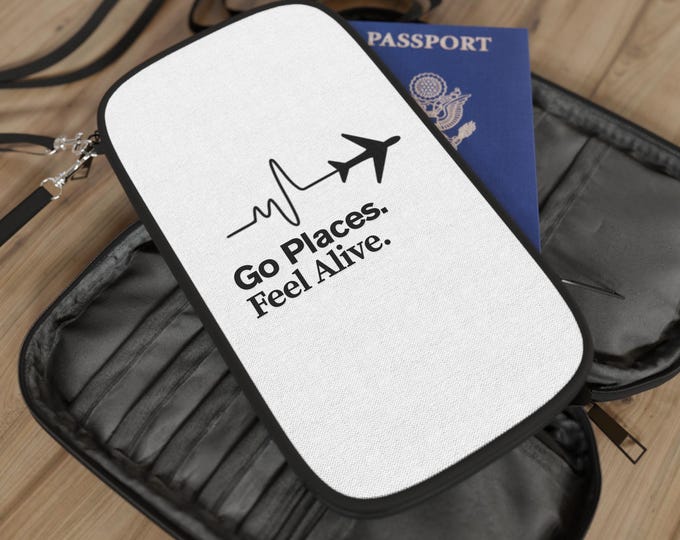 Travel Passport Wallet - Go Places, Feel Alive - Perfect for Adventurers, Jet-setters, Travel Lovers, Gifts for Travelers, Vacation