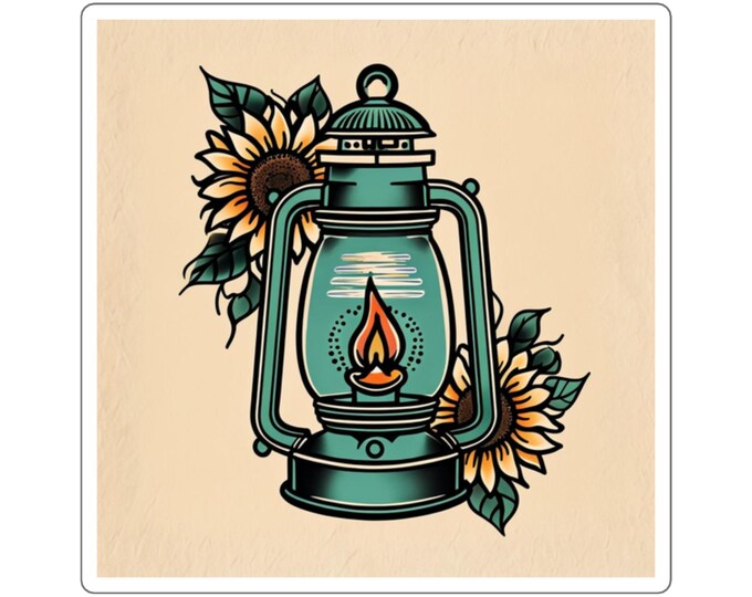 Vintage Lantern Stickers Boho Flower Graphics Laptop Decals Nature Lover Gift Home Aesthetic Decor