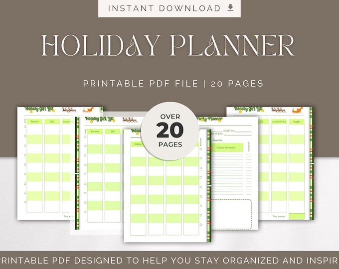 Holiday Travel Planner, Printable PDF Vacation Organizer, Holiday Trip Planning Pages, Travel Checklist and Itinerary Journal