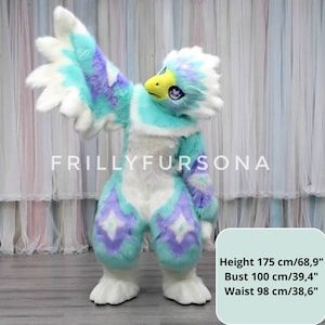 Kemono Dragon Fursuit Premade 3D Printed - Dino Mask Fursuit Head, Paws, Body with Tail, Furry Mask, Therian Mask, Fallout Cosplay, Size M-L