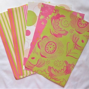 Feuilles de papier Divers motifs Rose/Vert Ensemble 5