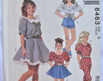 McCall's Easy Pattern 6463 Girl's Tops, Skirt, Pants and Shorts Size 8