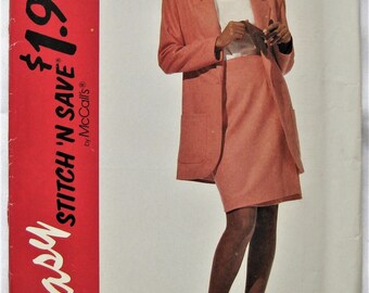 McCall's Pattern 7211 Easy Stitch 'N Save Misses' Jacket and Skirt Sizes 12-14-16-18