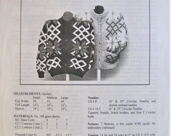 Knitting Pattern Plymouth Yarn Poinsettia Cardigan W-104