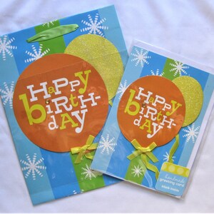 Gift Bag and Greeting Card Happy Birthday Set