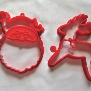 Cookie Cutters Christmas Santa Reindeer Plastic Red Set of 2