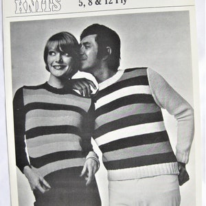 Knitting Pattern Trio Knits No. 10 Unisex Striped Pullover Sweater