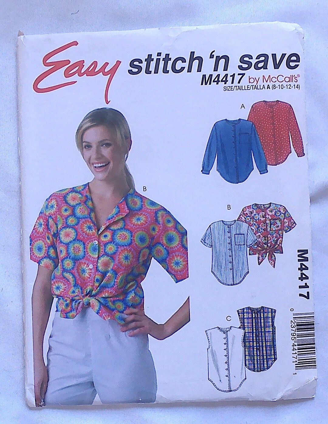 Mccalls' Easy Stitch 'n Save Pattern M4417 Misses' Shirts Sizes 8 - 14 ...