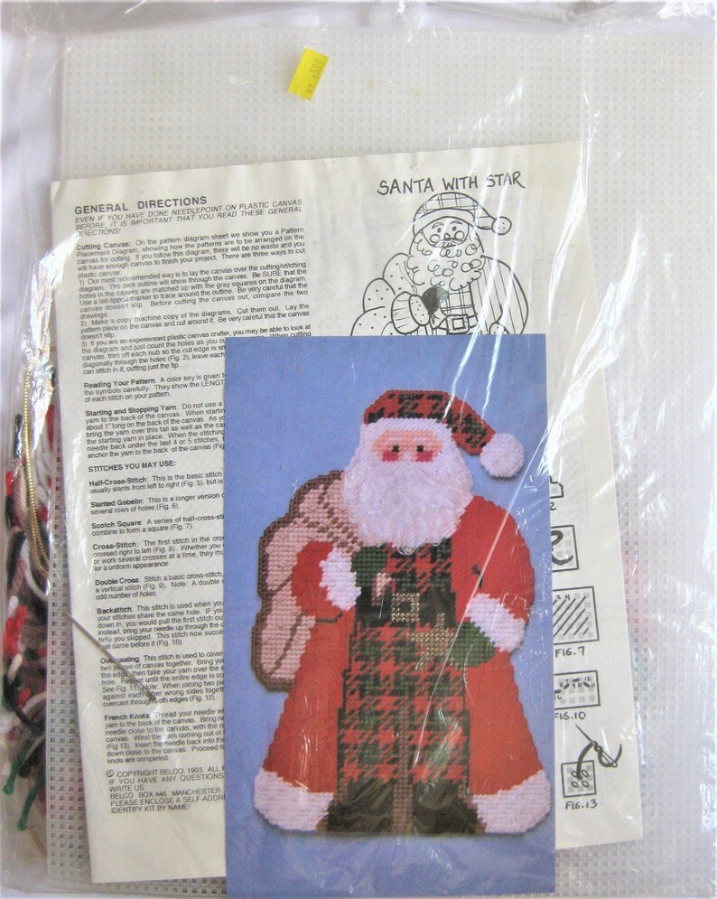 Plastic Canvas Kit Santa With Star Wall Hanging Etsy