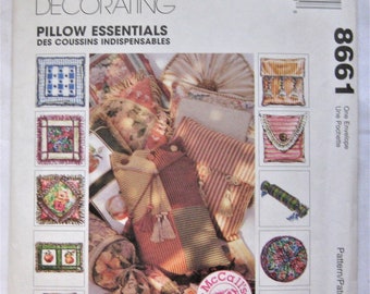 8661 UNCUT Vintage McCalls SEWING Pattern Pillow Essentials Square Bolster Round 