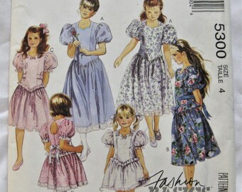 McCall's Pattern 5300 Fashion Basics for Kids Girl's Dress Size 4