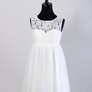 Flower girl dress, lace dress for flower girl, lace bodice with tulle skirt