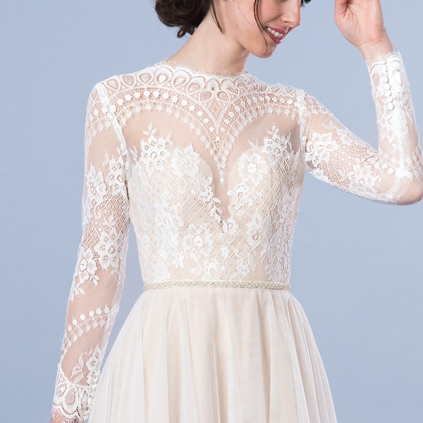 Boho wedding dress bohemian wedding dress lace wedding dress long sleeve wedding dress