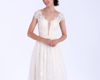 Ready to ship - wedding dress lace wedding dress cap sleeve bridal gown lace bridal dress lace bridal gown lace wedding gown