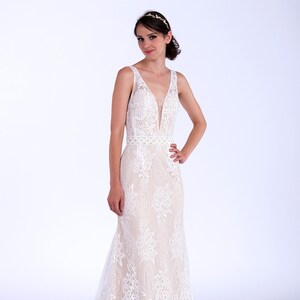 Fit and flare sleeveless boho wedding dress bridal gown lace bridal dress lace bridal gown lace wedding gown lace dress wedding