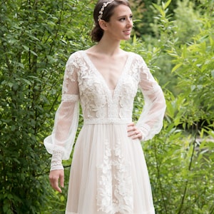 Versandfertig boho Brautkleid Spitze Brautkleid lange Ärmel Boho Brautkleid Spitze Brautkleider Boho Brautkleider