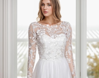 Custom wedding dress topper all over lace