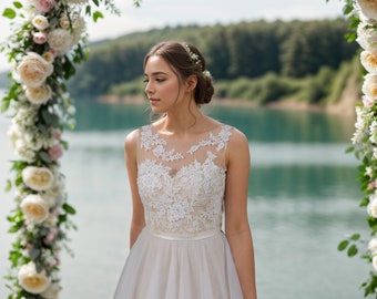 Vestido de novia topper encaje bolero