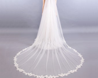 Wedding Veil Lace Bridal Veil Embroidered Lace Veil Cathedral veil Chapel veil