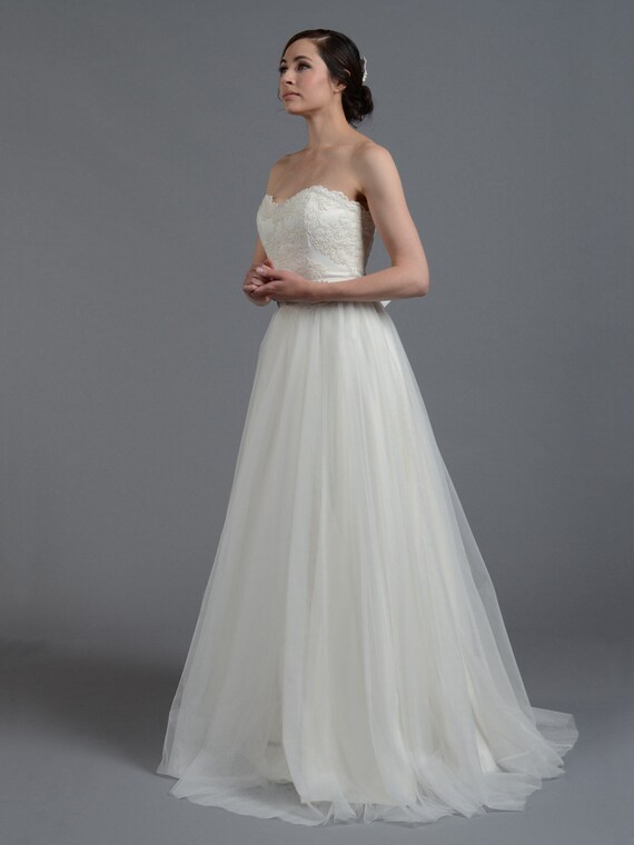 Lace Wedding Dress Strapless Wedding Dress Boho Wedding Dress Etsy