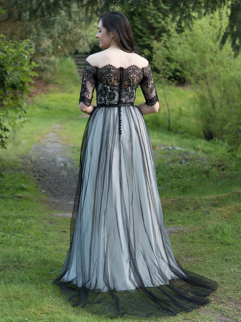 Black wedding dress lace wedding dress strapless boho