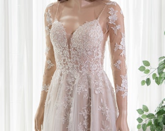 Top vestido de novia bolero encaje mangas desmontables