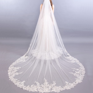 Wedding Veil Lace Bridal Veil Embroidered Lace Veil Cathedral veil Chapel veil