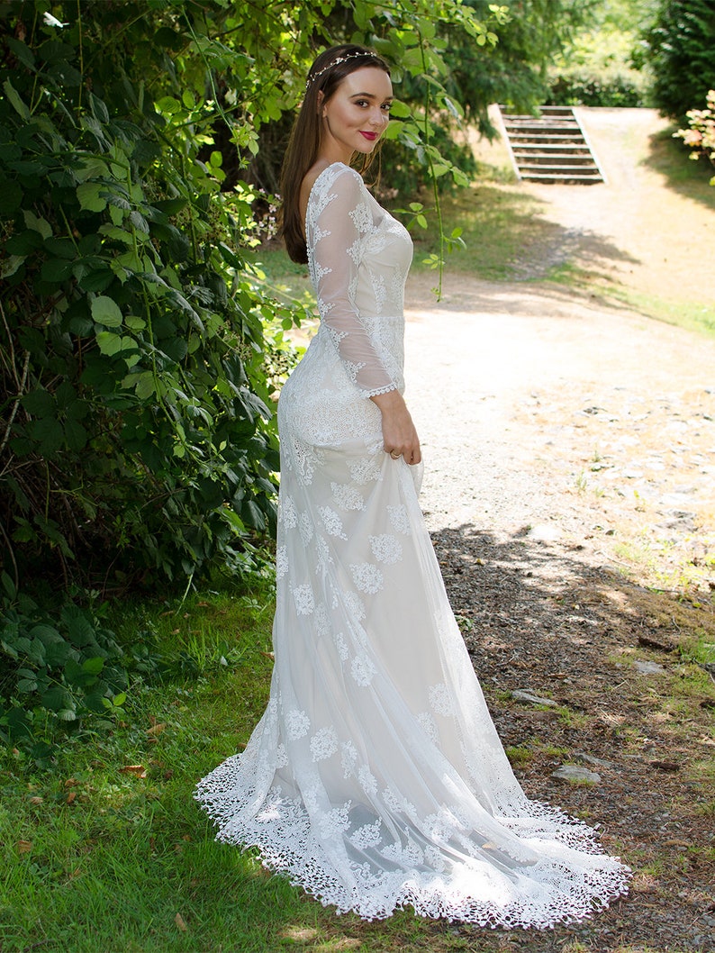 boho wedding dress long sleeve lace wedding dress bohemian wedding dress lace wedding dresses boho wedding dresses image 4