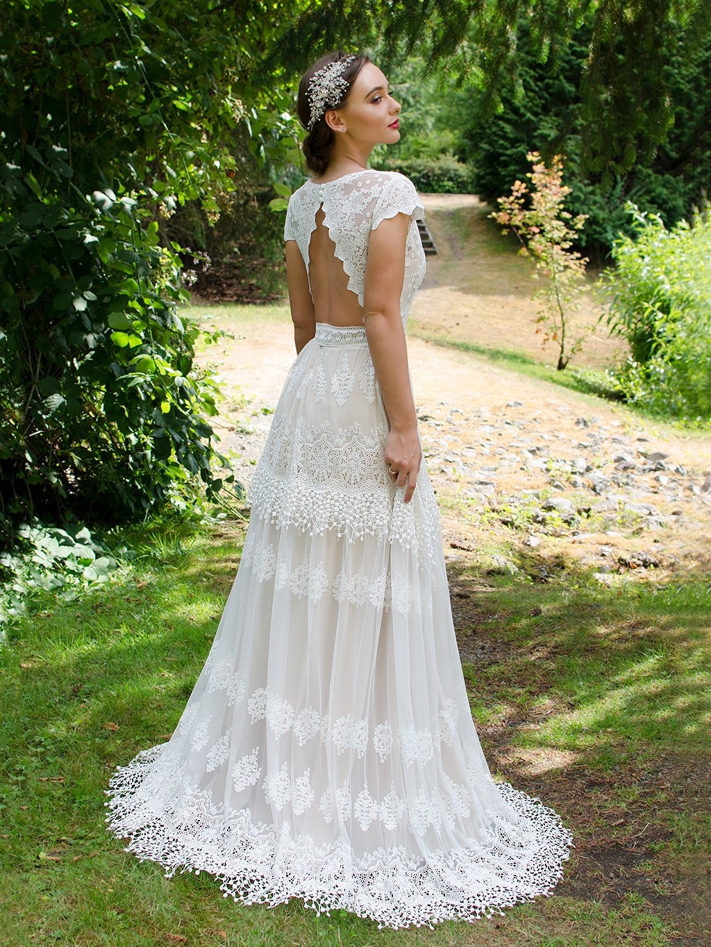 Boho Wedding Dress Lace Wedding Dress Cap Sleeve Bohemian - Etsy UK