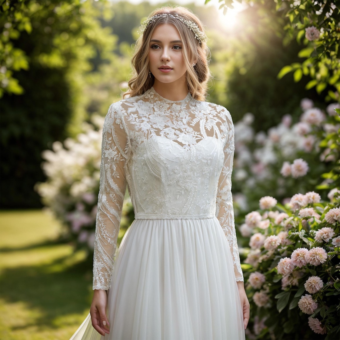 Customizable Wedding Dress Topper Beaded Lace Bolero Detachable Sleeves ...