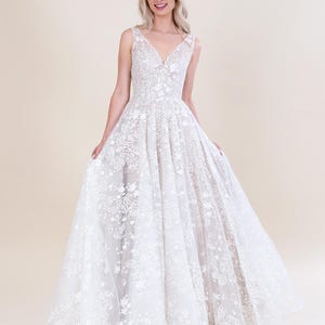 Sleeveless wedding dress Allover lace bridal gown lace bridal dress lace bridal gown lace wedding gown