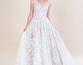 Sleeveless wedding dress Allover lace bridal gown lace bridal dress lace bridal gown lace wedding gown
