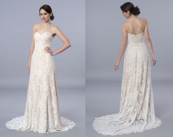 boho wedding dress lace wedding dress strapless bohemian wedding dress lace wedding dresses lace wedding gown