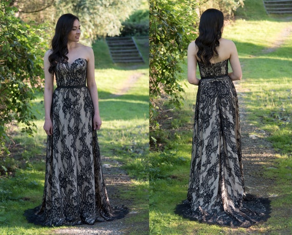 black boho wedding dress