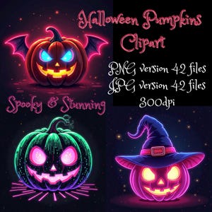 Halloween Pumpkin Clipart Bundle: 42 PNG & JPG Images (Digital Download