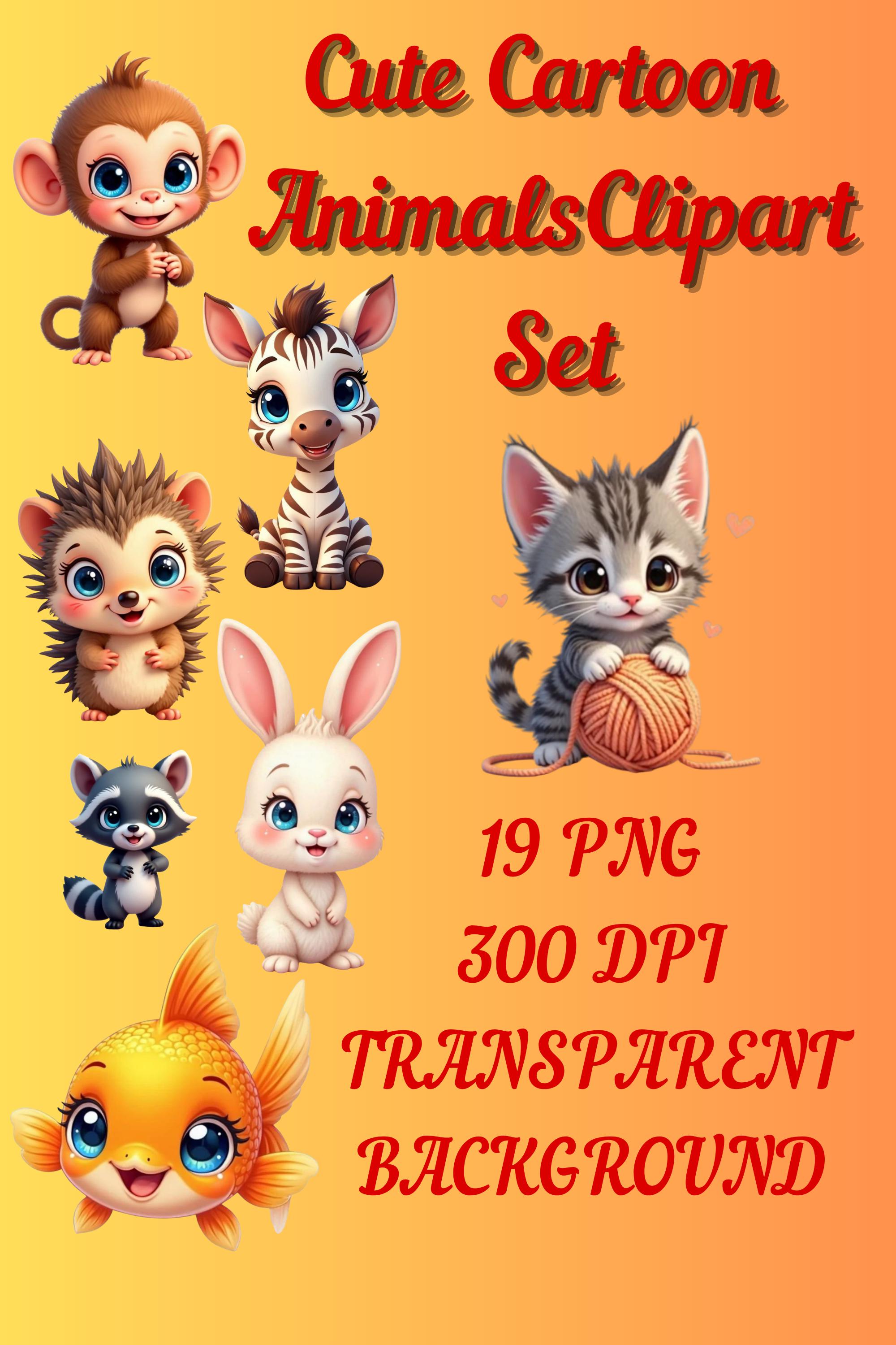 Cartoon Animals Clipart Set: 18 PNG Images (digital Download - Etsy