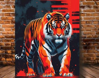 Tiger Wall Art | Vibrant Jungle Energy | Digital Download