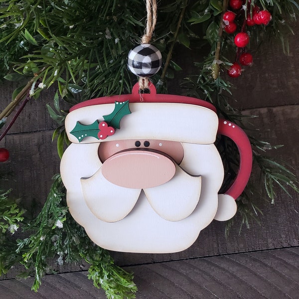 Vintage Santa Mug Ornament - Christmas Ornament - Christmas Tree Ornament - Santa Mug Ornament - Vintage Santa Mug - Ornament