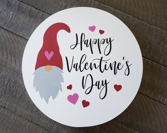 Gnome Happy Valentine's Day - Valentine Sign - Wooden Sign - Gnome