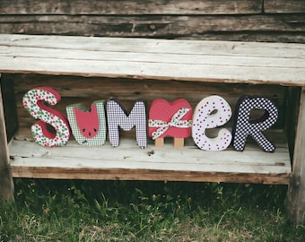 Wooden Summer letters, SUMMER Decor, SUMMER letter set, SUMMER, watermelon, popsicle