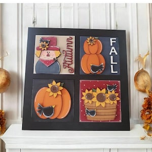 Autumn Scarecrow Fall Sign| Laser Cut | Interchangeable Frame | Fall Sign Bundle | Scarecrow  | Sunflower | Interchangeable Titles | Fall