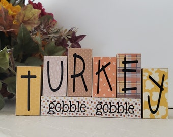 Turkey gobble gobble Block Letters, Thanksgiving Decoration, Thanksgiving Decor, Thanksgiving, Turkey, Gooble Gobble