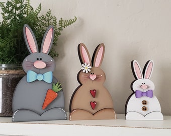 Easter Bunny Trio, Wooden Easter Bunnies, Easter, Easter Decoration, Easter Decor, Easter Tier Tray, Wooden Bunnies