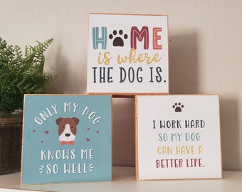 Dog Wooden Blocks - Dog Sign Accents - Dog Decor - Dog Tier Tray Decor