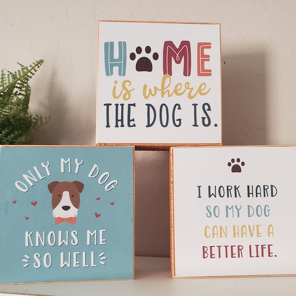 Dog Wooden Blocks - Dog Sign Accents - Dog Decor - Dog Tier Tray Decor