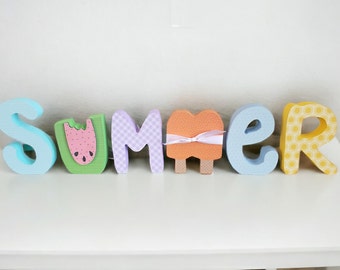 Wooden Summer letters, SUMMER Decor, SUMMER letter set, SUMMER, watermelon, popsicle