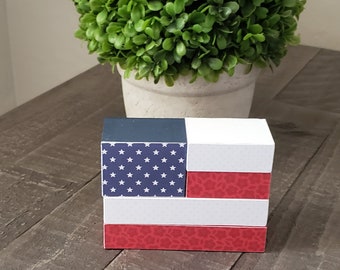 Small Stackable Wooden American Flag - July 4th Decoration - Patriotic - Americana - USA - American Flag - Tier tray